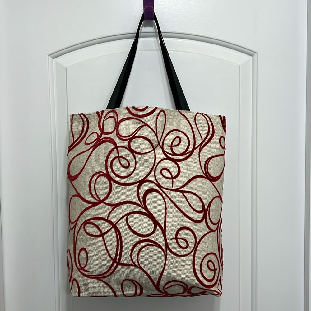 Handmade Red & Cream Tote Bag